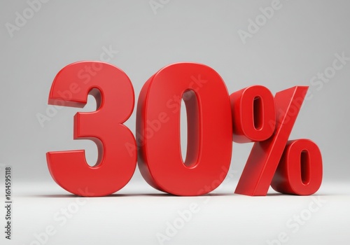 Bold red thirty percent discount symbol