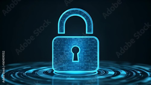 Wallpaper Mural Glowing Blue Digital Padlock Security Concept in Dark Environment Torontodigital.ca