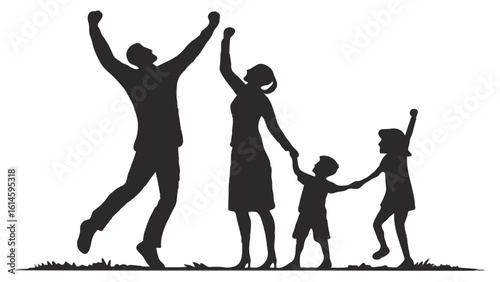 Joyful Family Silhouettes Jumping: An Icon of Happiness and Success
