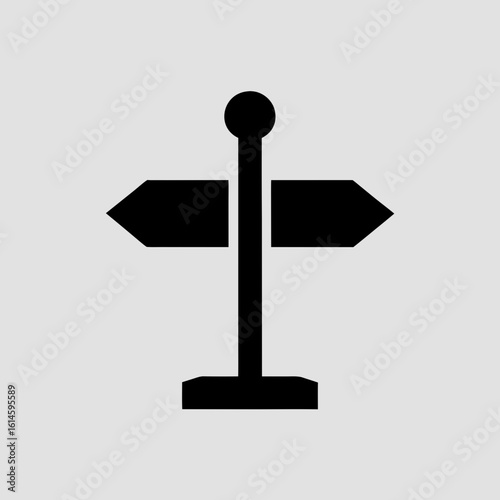 Black silhouette of a directional signpost on a white background arrow