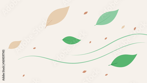 Floating Leaves and Breeze Lines on Pastel