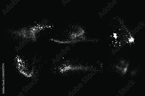 Falling snowflake grunge texture isolated background set