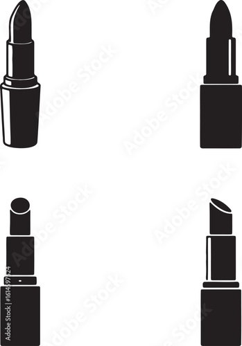 Lipstick silhouette set vector illustration isolated On Transparent Background