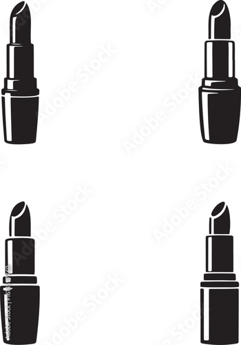 Lipstick silhouette set vector illustration isolated On Transparent Background