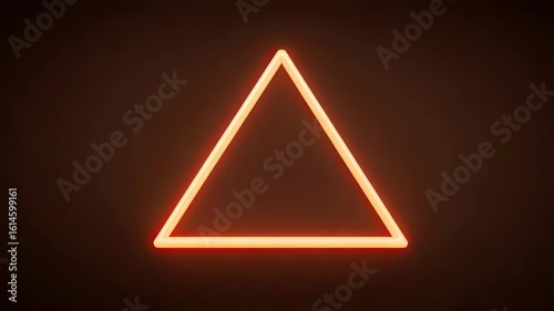 Glowing orange neon triangle shape on dark background with warm light