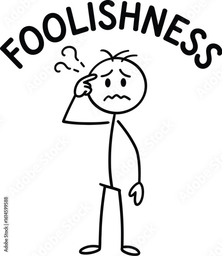 Foolishness stick figure drawing vector illustration concept of confusion and uncertainty art