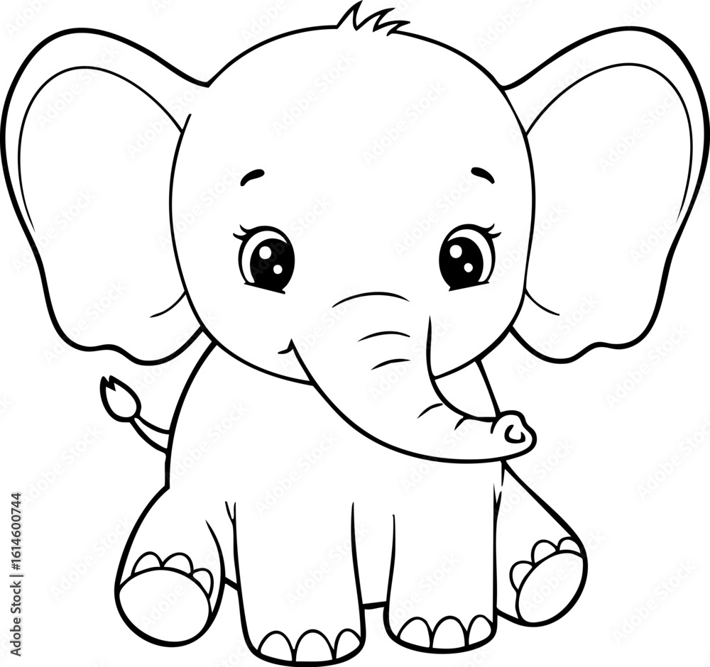 Fototapeta premium Baby Elephant Coloring Page