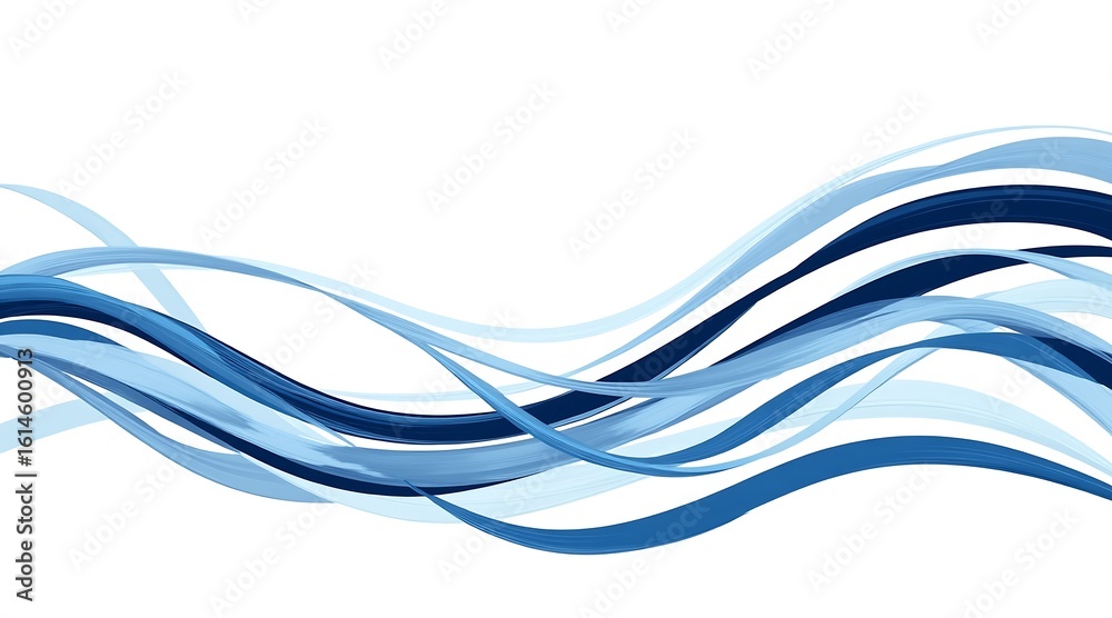 Naklejka premium Abstract flowing blue waves on white background image