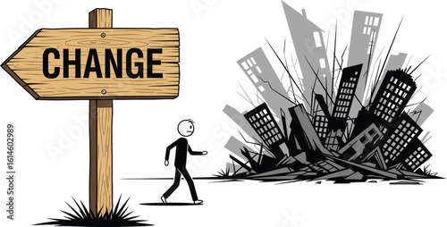 Navigating change a journey of transformation and resilience after disaster illustration