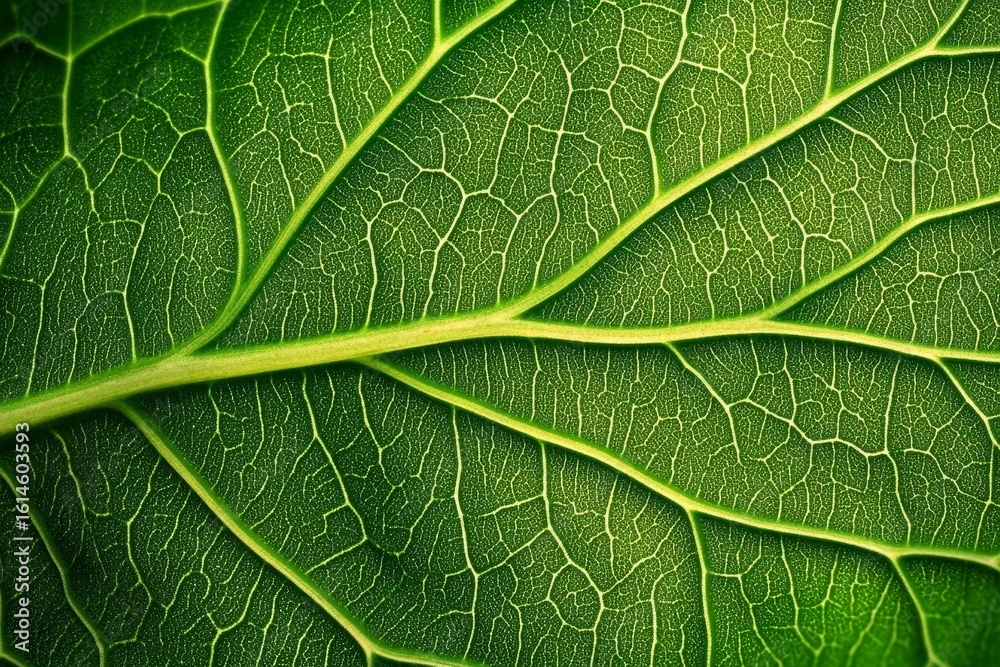 Obraz premium Close-up of a Green Leaf Showing Detailed Vein Structure
