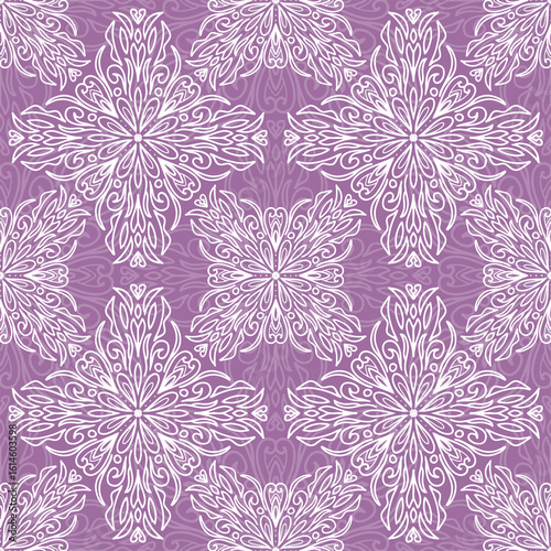 White flowers on a beautiful seamless purple