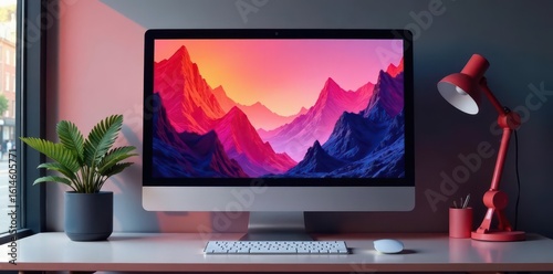 Stylish desktop showing minimalist blog homepage, monitor, website