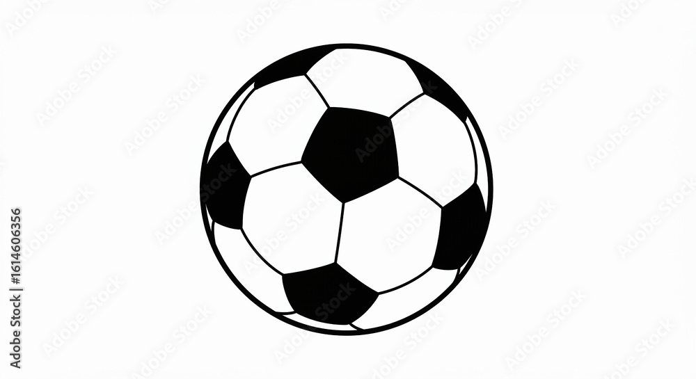 Obraz premium Simple Black and White Soccer Ball Illustration.