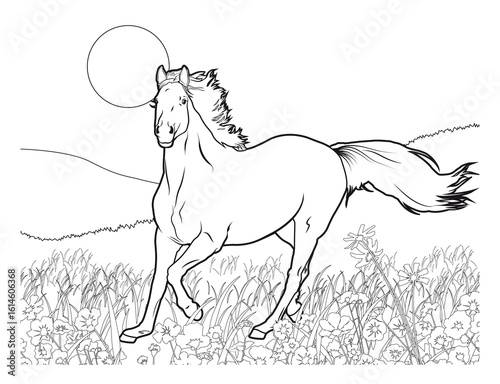 Running Horse Coloring Page