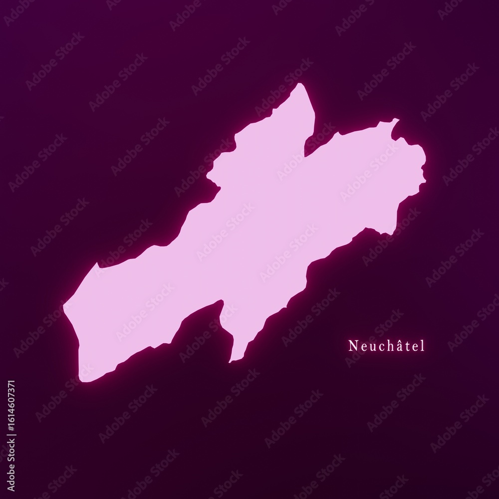 Fototapeta premium Switzerland NeuchâtelCanton Abstract Futuristic Neon Map 