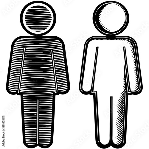 Vector art of a simple vector illustration of two gender icons representing a man and a woman standing side by side