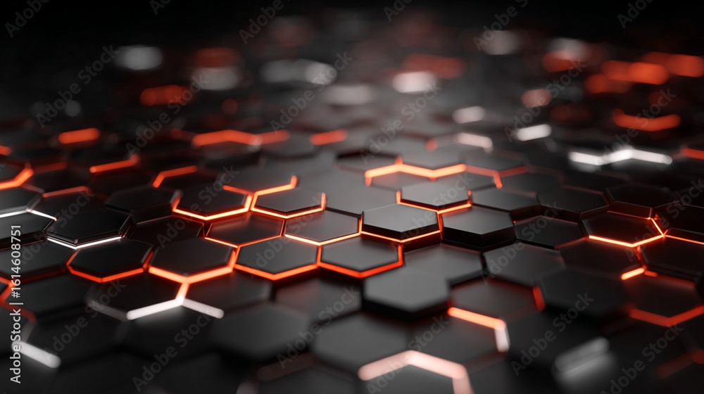 Fototapeta premium Digital Hexagon Abstract Background, Generative AI 