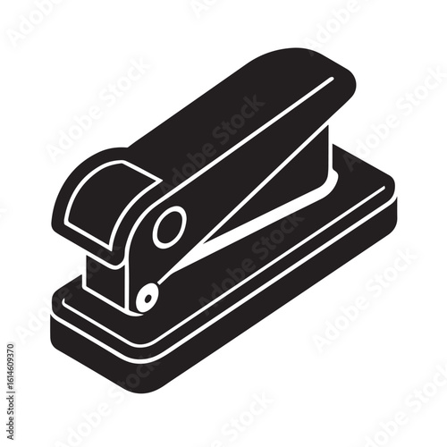 Simple Flat Silhouette of Staple Remover in Black