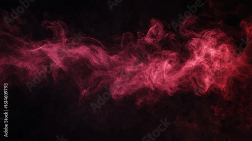 A deep, rich puff of maroon smoke drifts softly against a black background. The fluffy texture and wispy edges are showcased, with the smoke tapering off to create a sophisticated, moody effect.