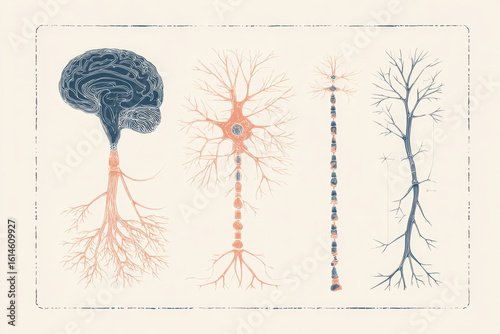 Nervous system illustrated, conveying sense of scientific accuracy and artistry