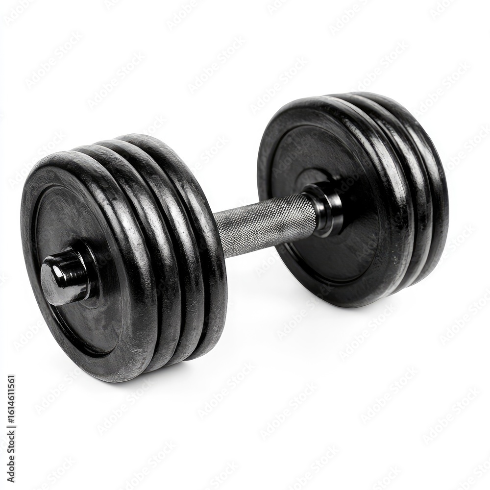Naklejka premium Black dumbbell isolated on white