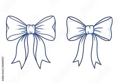 Decorative hand-drawn symmetrical bows, suitable for various design elements and illustrations.