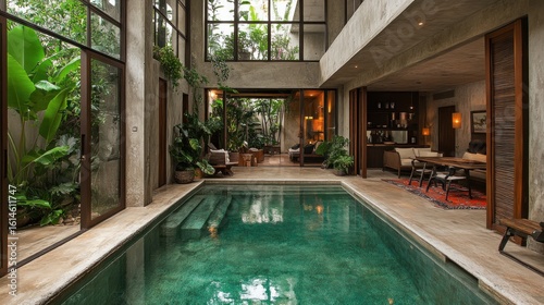 Wallpaper Mural Modern concrete house with indoor pool Torontodigital.ca