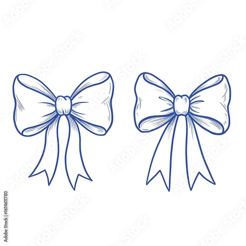 Decorative hand-drawn symmetrical bows, suitable for various design elements and illustrations.