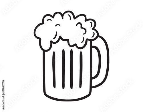 beer mug icon doodle hand drawn. outline line drawing clipart symbol