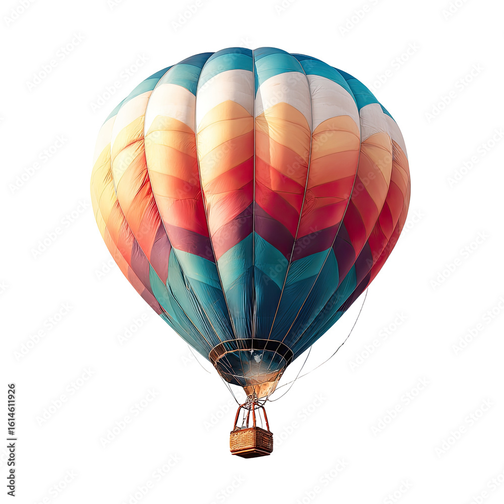 Fototapeta premium Vibrant hot air balloon against black