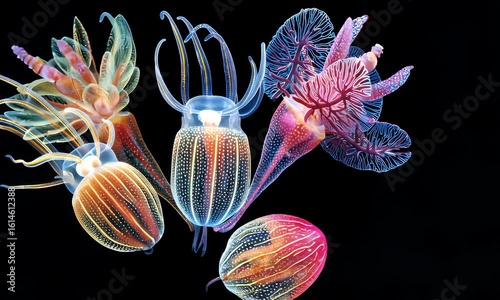 Colorful Bioluminescent Creatures in Ocean Depths Captured in Detail