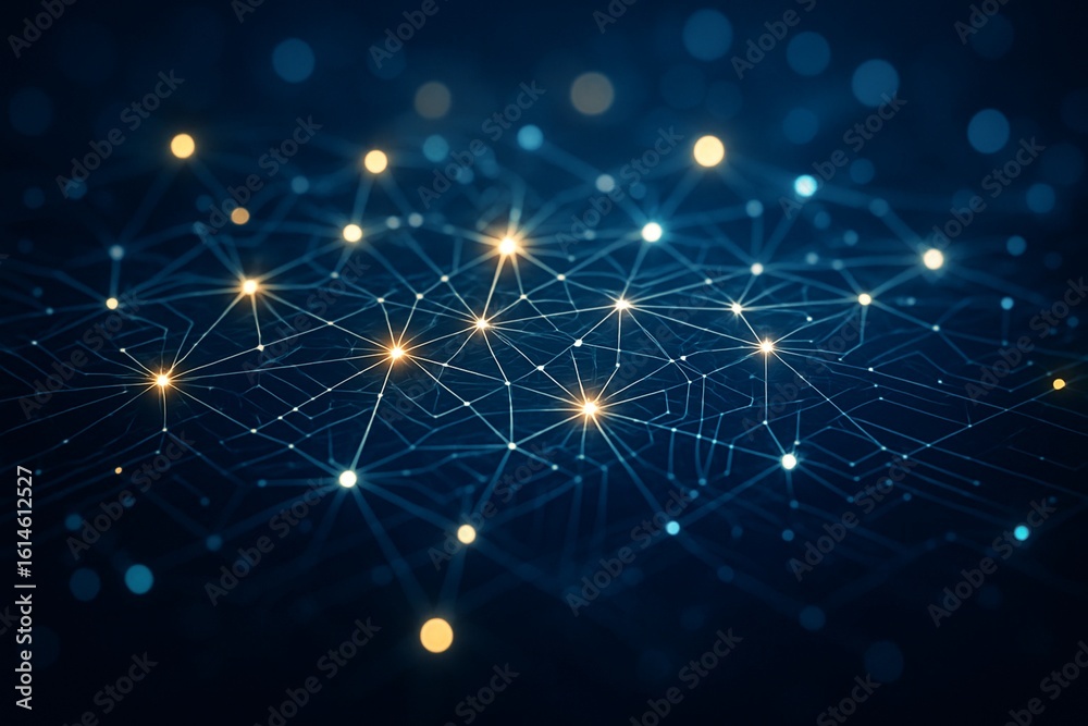 Obraz premium Abstract tech background made of printed circuit board. Depth of field effect and bokeh. internet connections, cloud computing and neural network, big data. 3D render