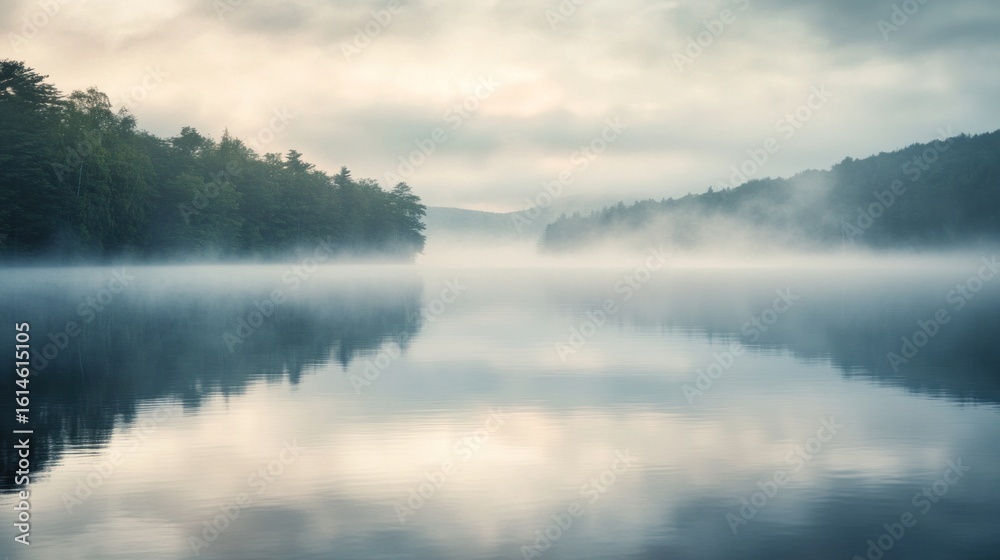 Fototapeta premium Misty lake sunrise