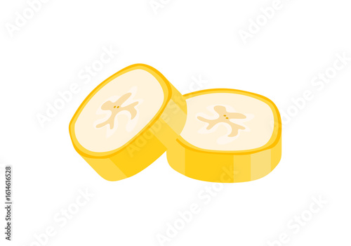 Banana slices isolated on white background. Vector cartoon flat illustration. Food icon