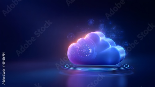 Wallpaper Mural Cloud with digital shield and medical cross, symbolizing cloud healthcare, data protection, medical technology, and secure online health services. Torontodigital.ca