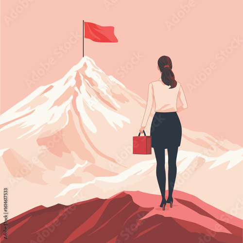 Ambitious businesswoman visualizing goal achievement