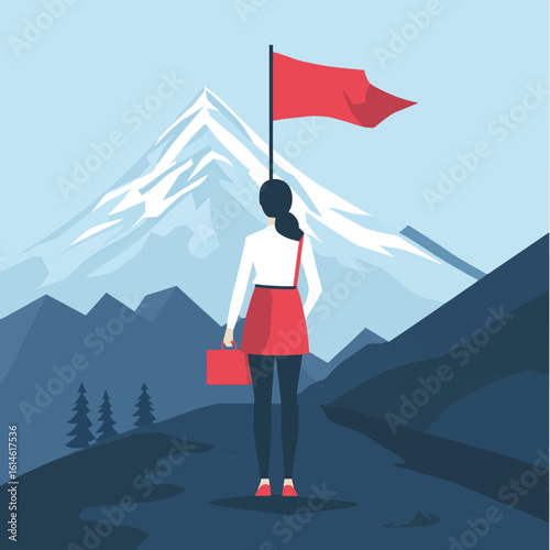 Ambitious businesswoman visualizing goal achievement