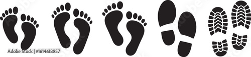 Footprint and Shoe Print Icon Set