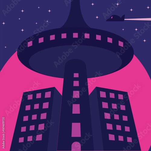 futuristic building illustration vector