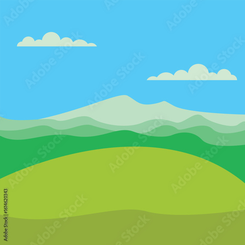 landscape with mountains and blue sky