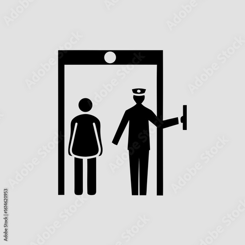 Security checkpoint icon with guard and person vector