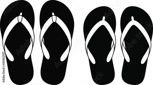 Flip flop sandals pair black silhouette vector illustration