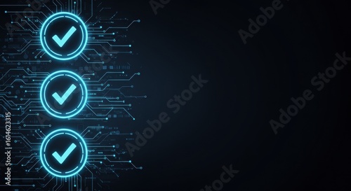 Digital Verification System with Futuristic Checkmarks