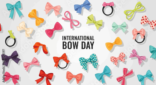 Illustration Vector featuring Bows and Hair Ties for International Bow Day with Multicolor Modern Design