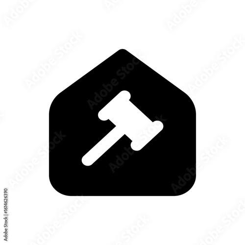 Illustration of a gavel inside a house shape representing real estate law and property auctions today exactly