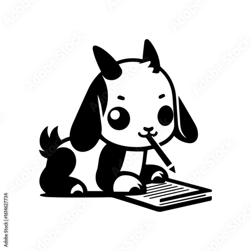 goat kid nibbling on a piece of notebook paper