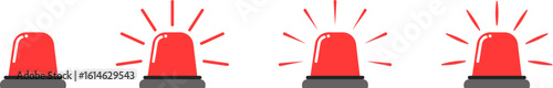 Set of Emergency siren. Warning light sign. Alert device, flashing light on police car, fire truck, ambulance. Alarm light. Rescue flashing red light. Siren vector symbols