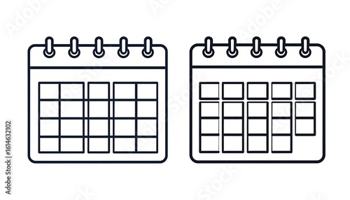 Two simple, outline calendars.  Side-by-side,  identical in shape, but one shows a complete month, the other has a partial month