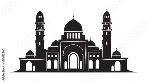 Synagogue silhouette isolated in White background