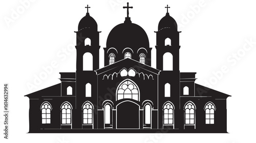 Synagogue silhouette isolated in White background